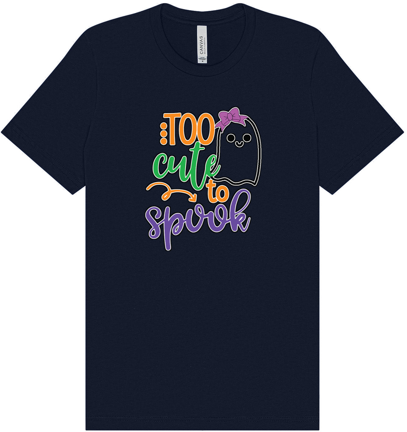 Too Cute to Spook - Girly Ghost Adult Bella Canvas Shirt