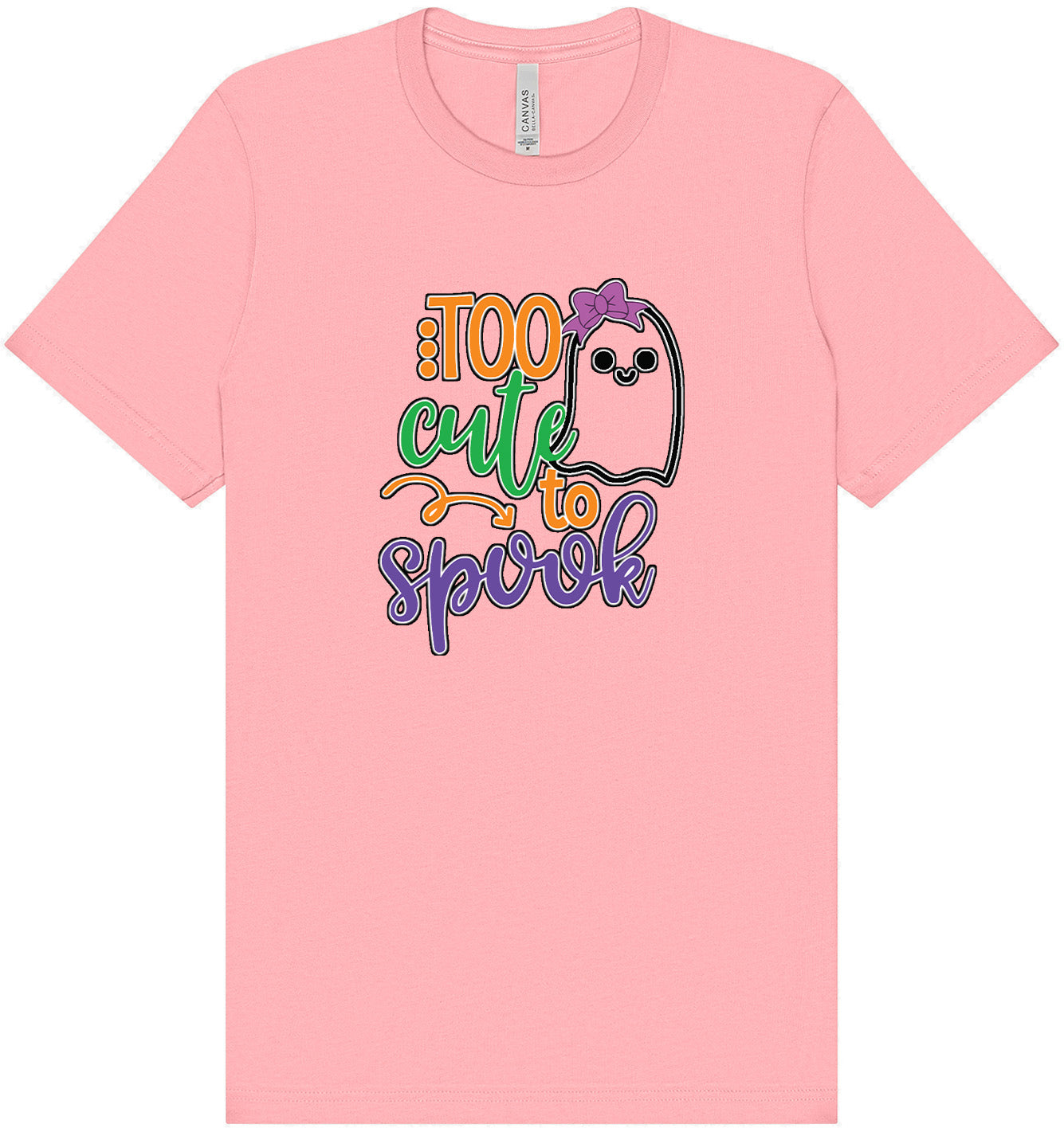 Too Cute to Spook - Girly Ghost Adult Bella Canvas Shirt