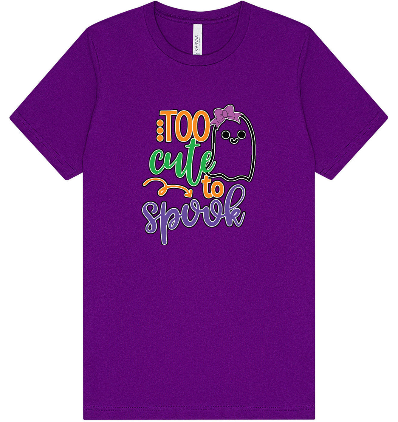 Too Cute to Spook - Girly Ghost Adult Bella Canvas Shirt