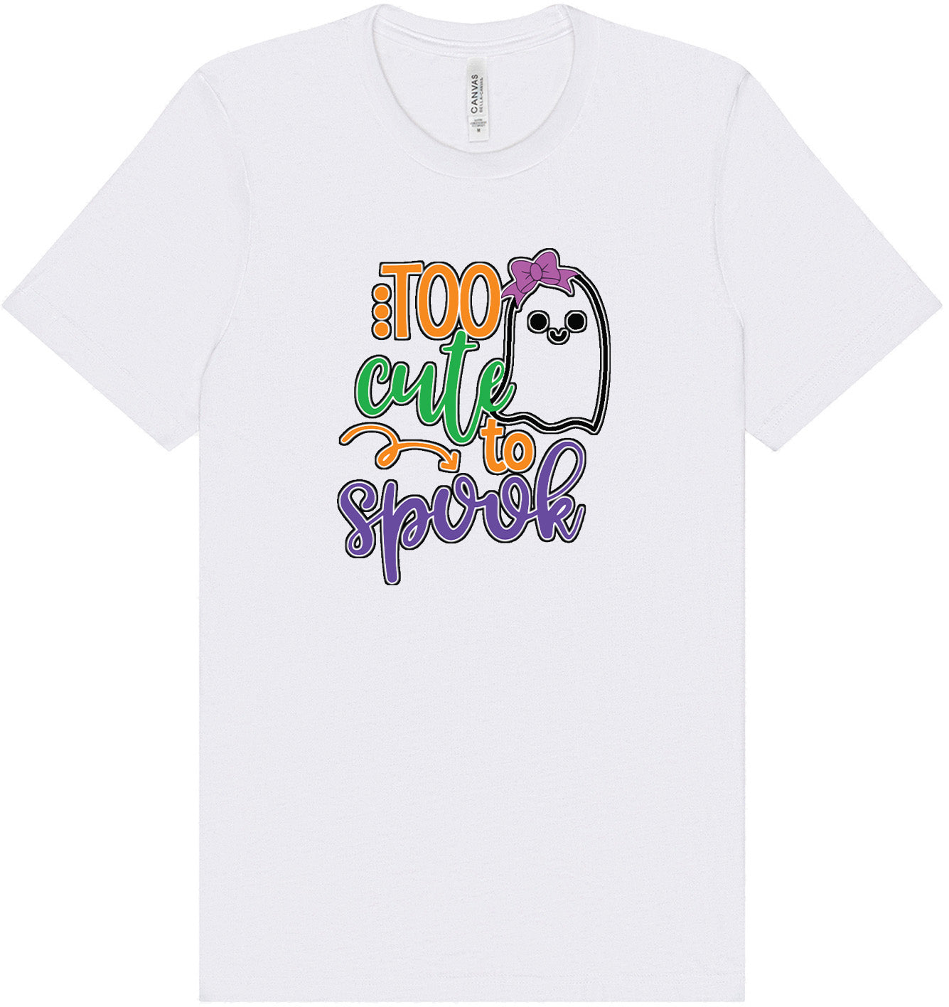 Too Cute to Spook - Girly Ghost Adult Bella Canvas Shirt