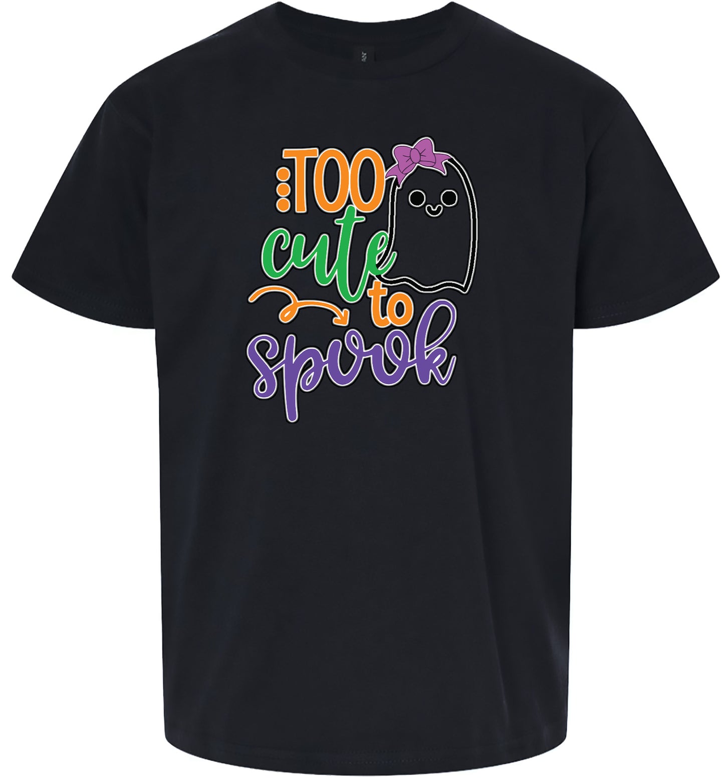 Too Cute to Spook - Girly Ghost Children's Gildan Soft Shirt