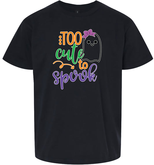 Too Cute to Spook - Girly Ghost Children's Gildan Soft Shirt