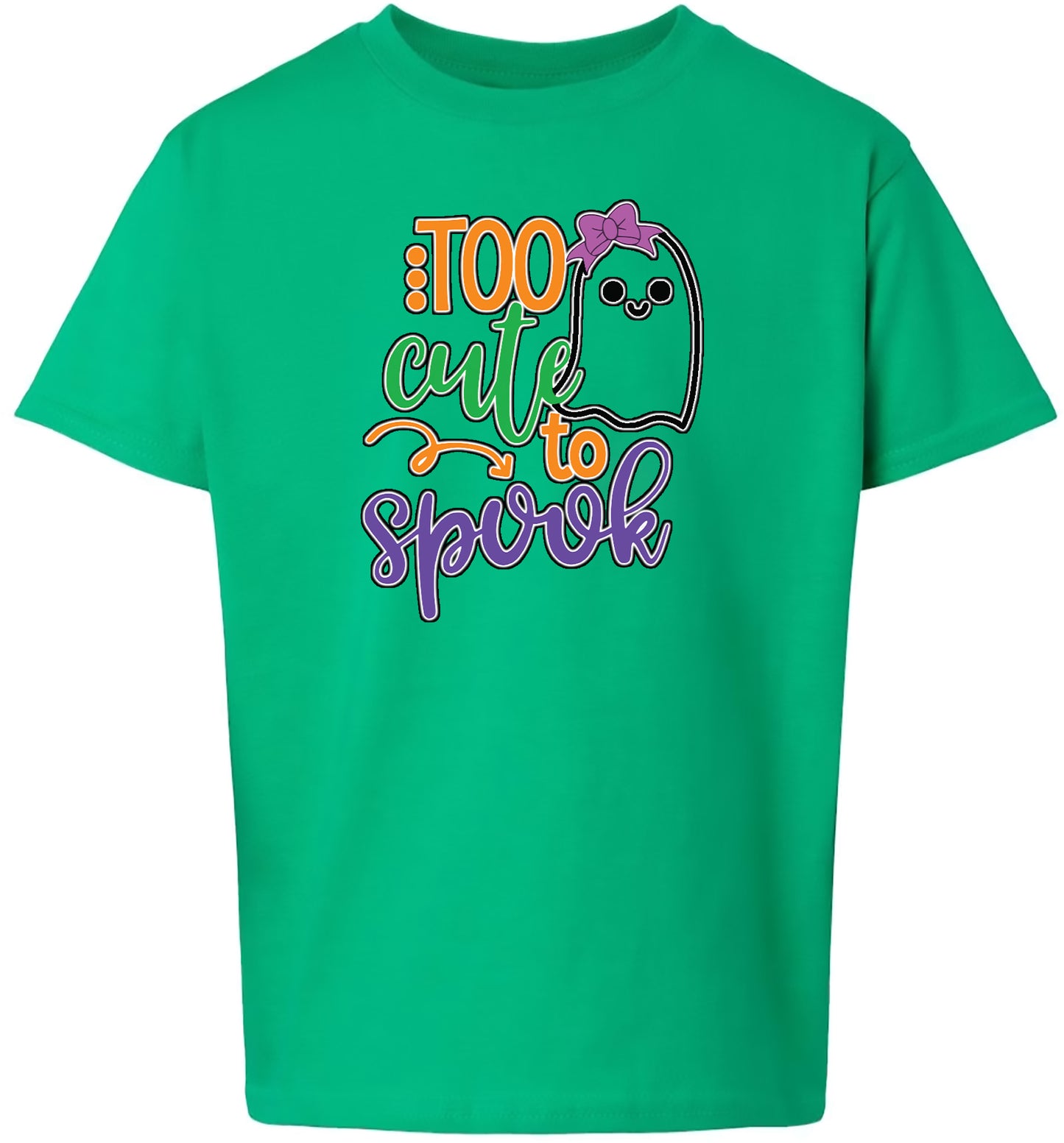 Too Cute to Spook - Girly Ghost Children's Gildan Soft Shirt