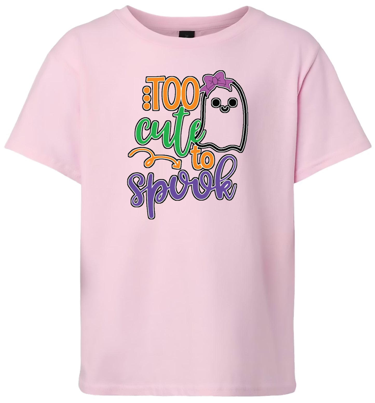 Too Cute to Spook - Girly Ghost Children's Gildan Soft Shirt