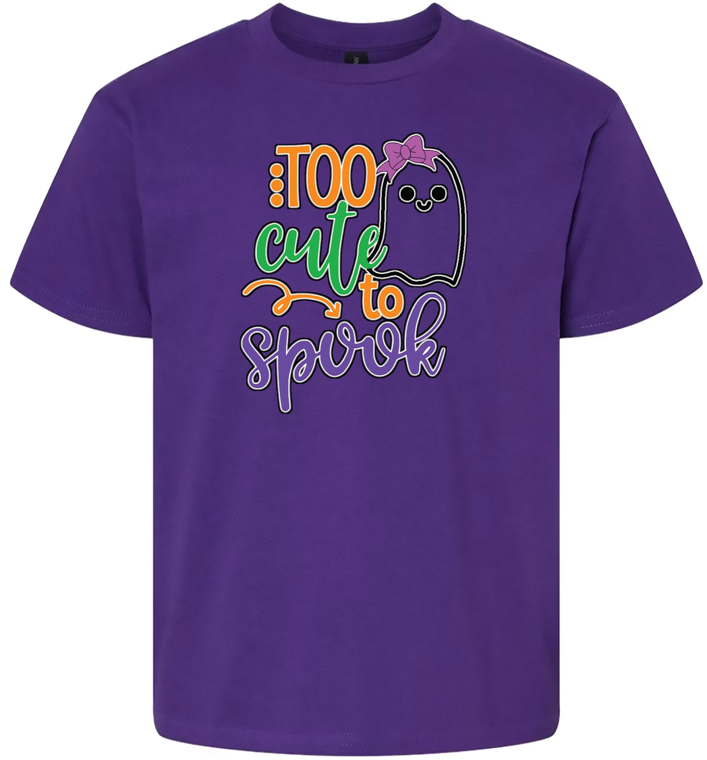 Too Cute to Spook - Girly Ghost Children's Gildan Soft Shirt