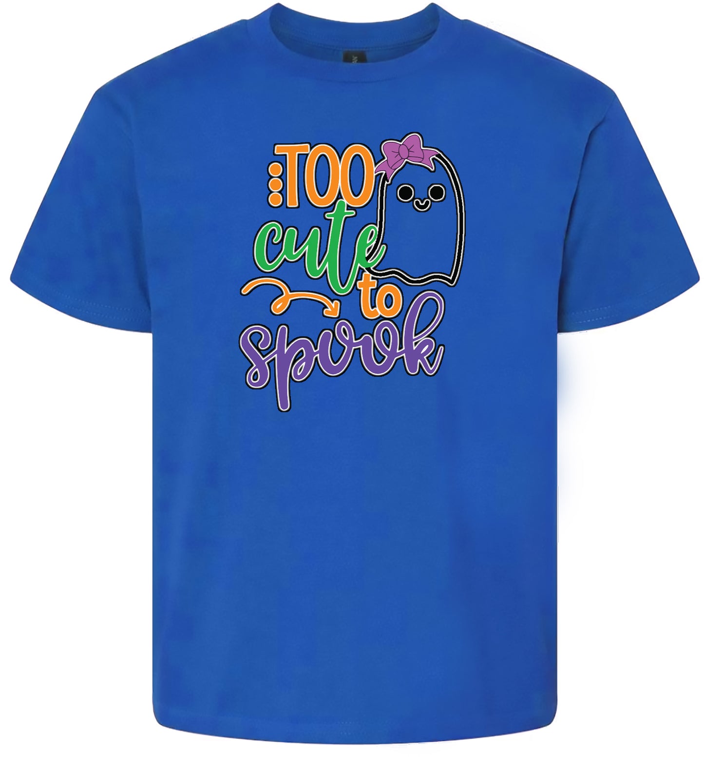 Too Cute to Spook - Girly Ghost Children's Gildan Soft Shirt