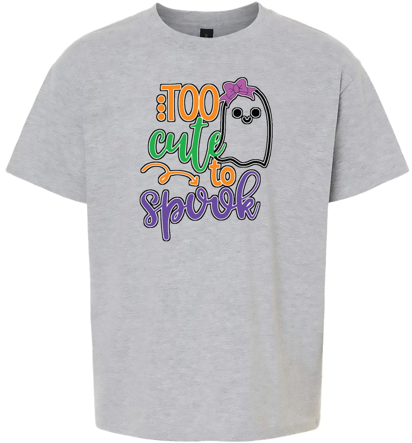 Too Cute to Spook - Girly Ghost Children's Gildan Soft Shirt