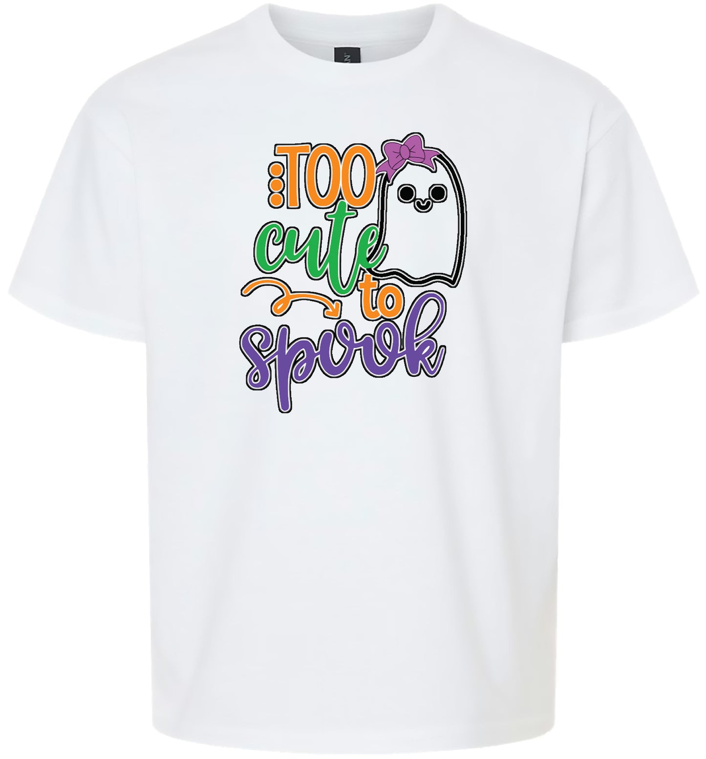 Too Cute to Spook - Girly Ghost Children's Gildan Soft Shirt