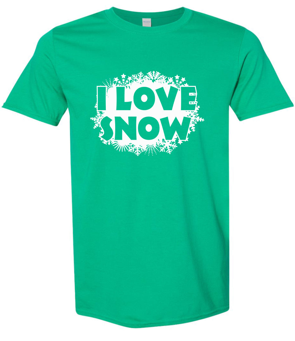 I Love Snow Adult Gildan Soft Shirt