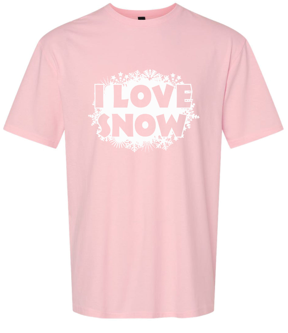 I Love Snow Adult Gildan Soft Shirt