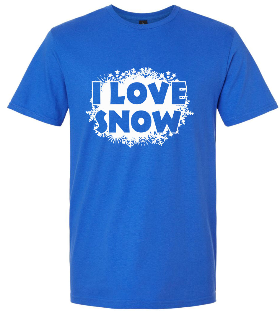 I Love Snow Adult Gildan Soft Shirt