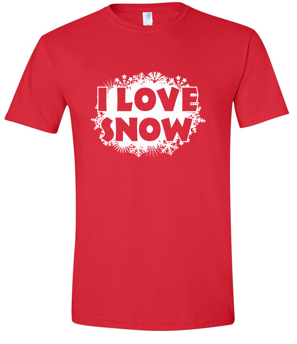 I Love Snow Adult Gildan Soft Shirt