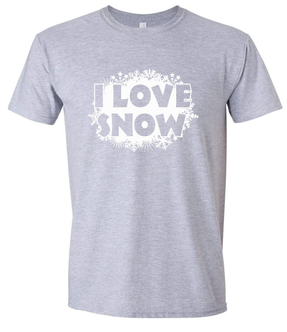 I Love Snow Adult Gildan Soft Shirt