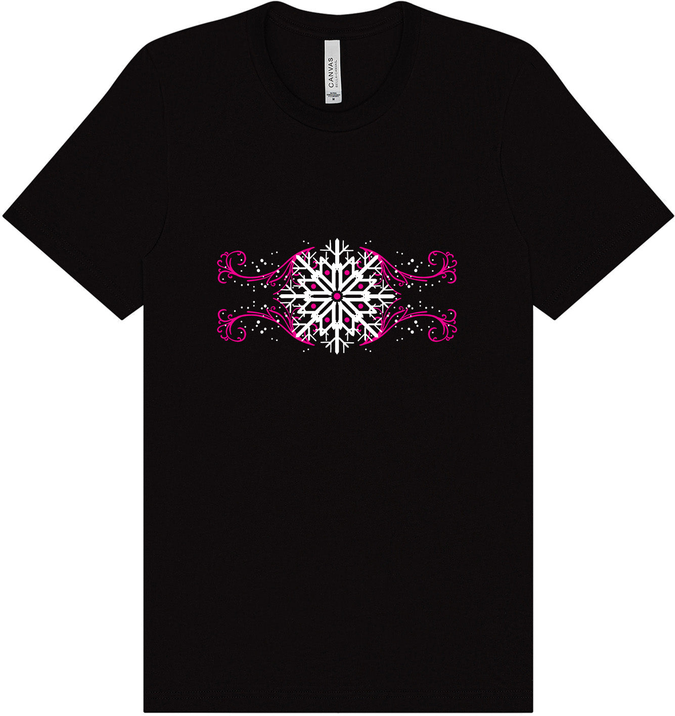 Pink Snowflake Swirls Adult Bella Canvas Shirt