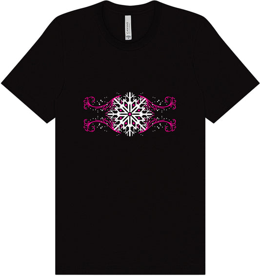 Pink Snowflake Swirls Adult Bella Canvas Shirt
