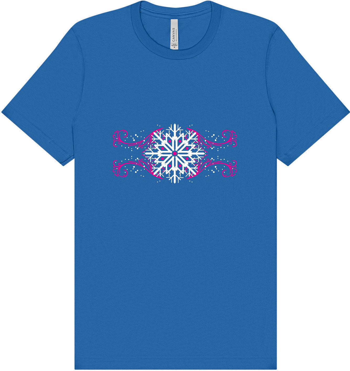 Pink Snowflake Swirls Adult Bella Canvas Shirt
