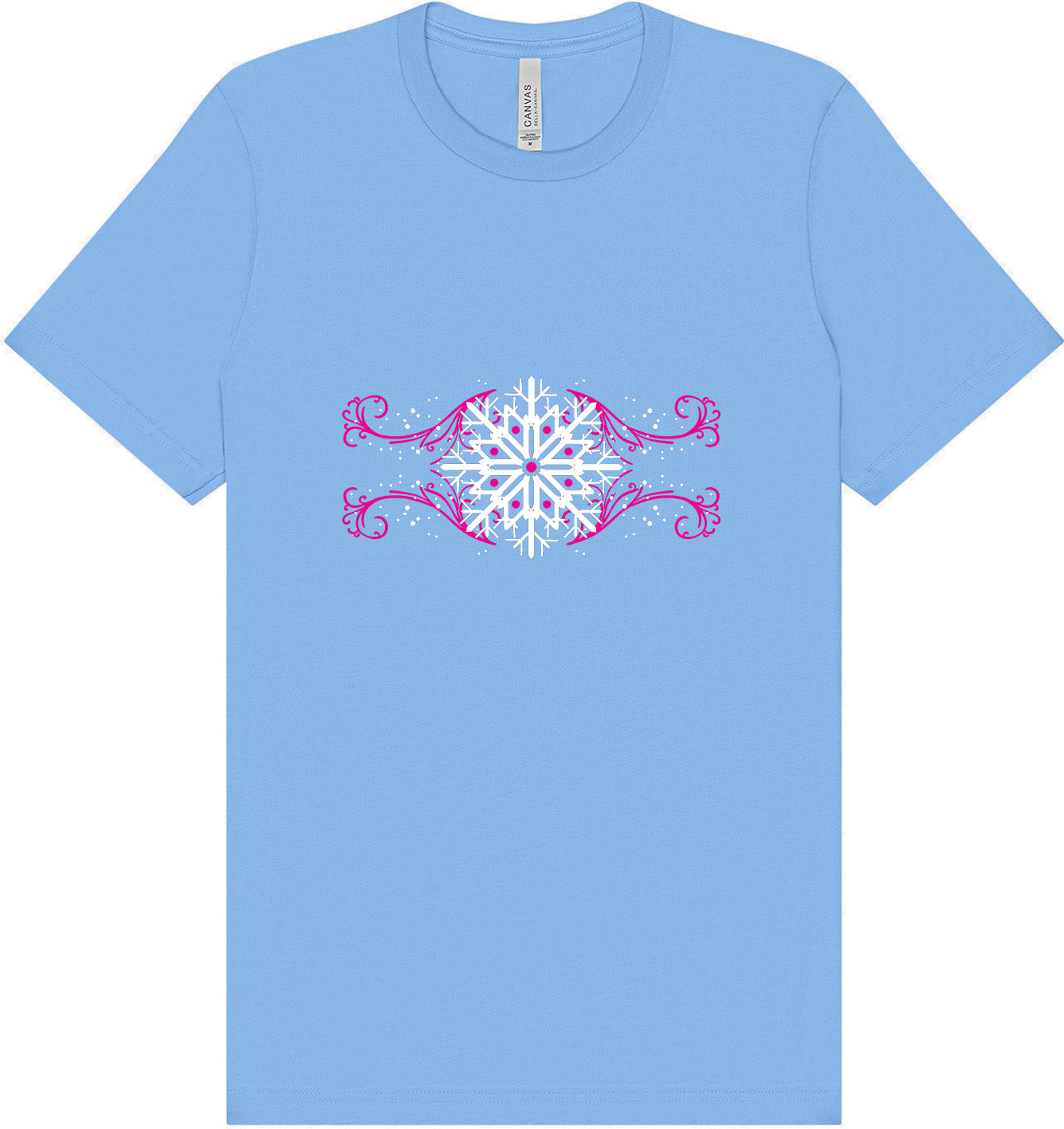 Pink Snowflake Swirls Adult Bella Canvas Shirt