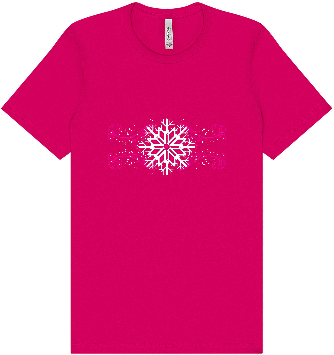 Pink Snowflake Swirls Adult Bella Canvas Shirt