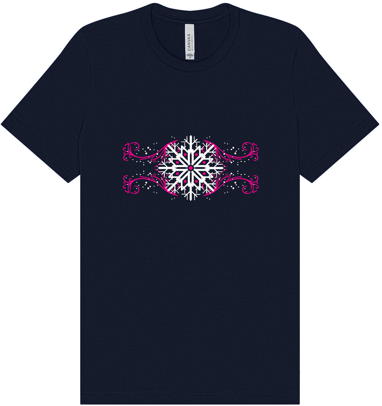Pink Snowflake Swirls Adult Bella Canvas Shirt