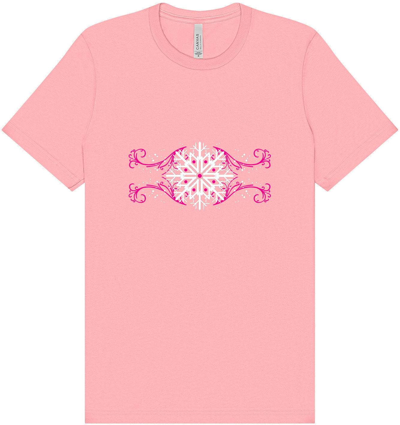 Pink Snowflake Swirls Adult Bella Canvas Shirt