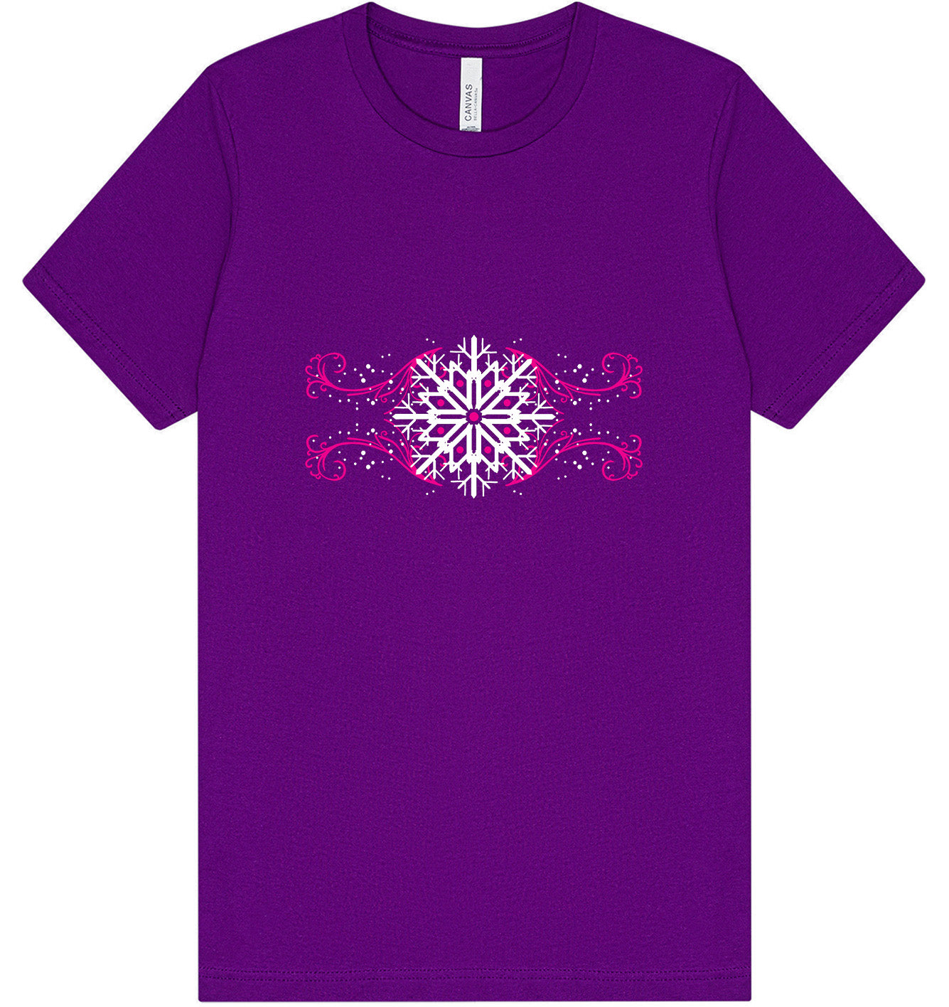 Pink Snowflake Swirls Adult Bella Canvas Shirt