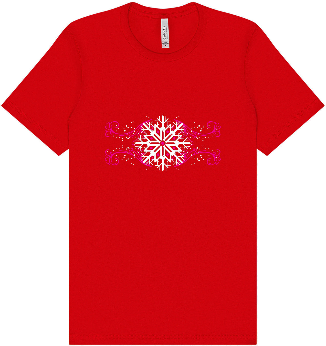 Pink Snowflake Swirls Adult Bella Canvas Shirt