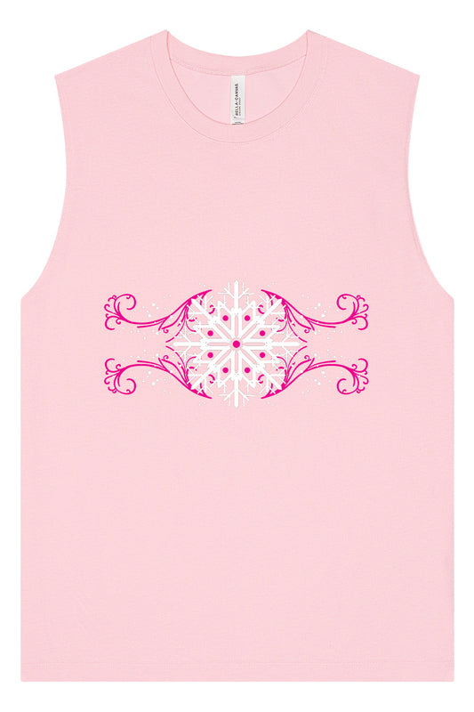 Pink Snowflake Swirls Muscle Tank