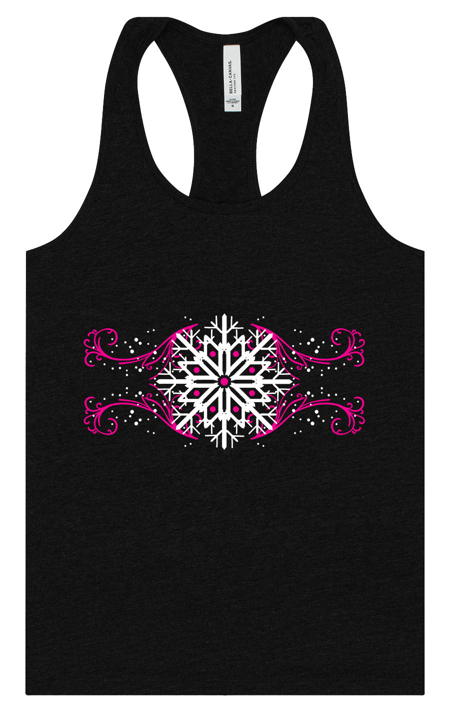 Pink Snowflake Swirls Women's Racerback Tank