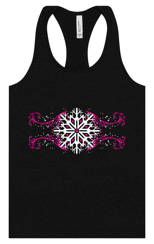 Pink Snowflake Swirls Women's Racerback Tank