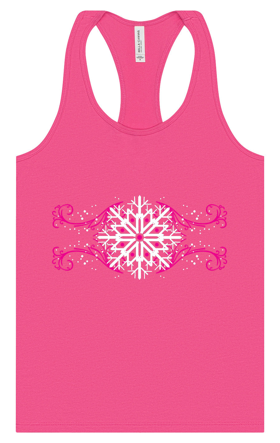 Pink Snowflake Swirls Women's Racerback Tank