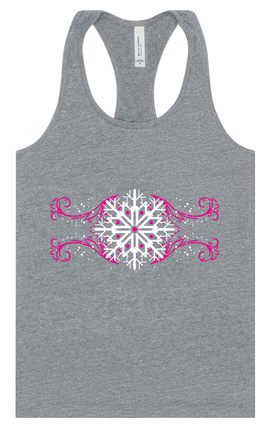 Pink Snowflake Swirls Women's Racerback Tank