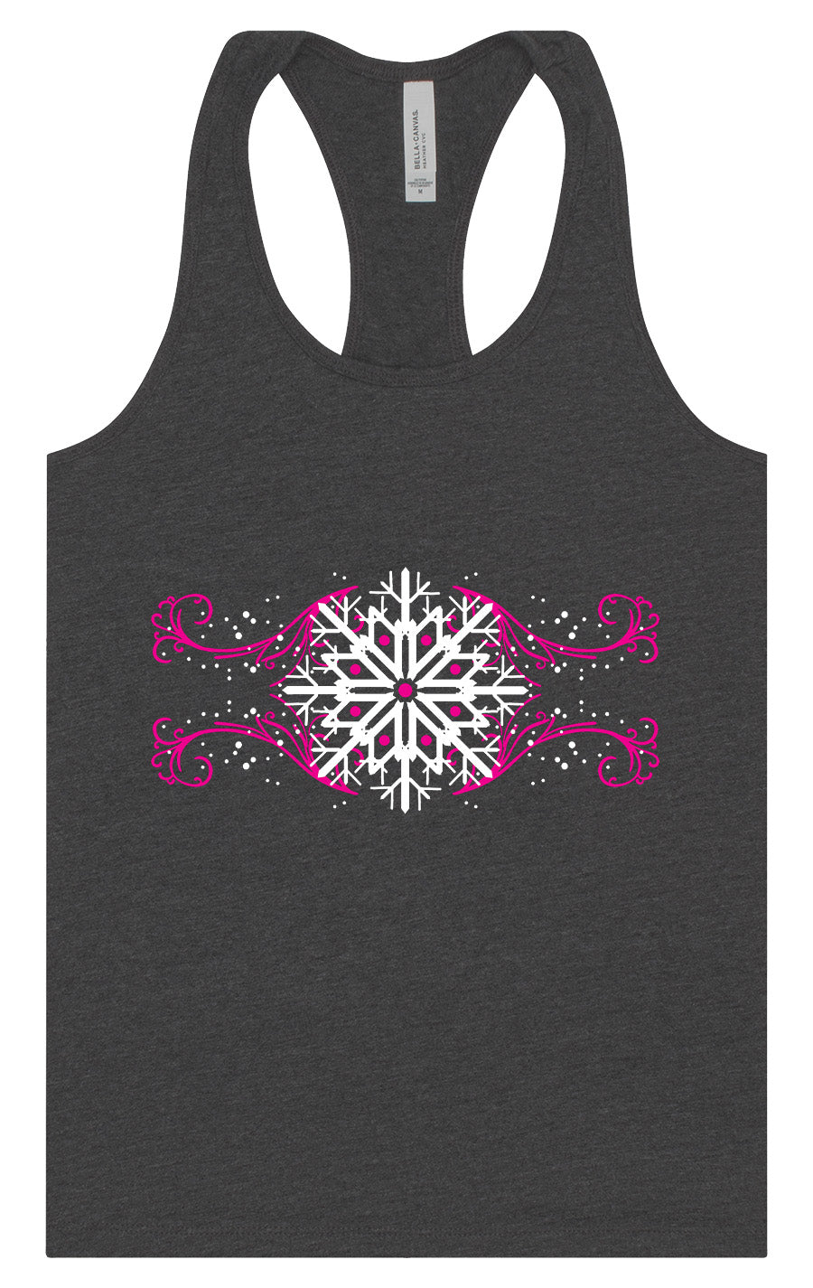 Pink Snowflake Swirls Women's Racerback Tank