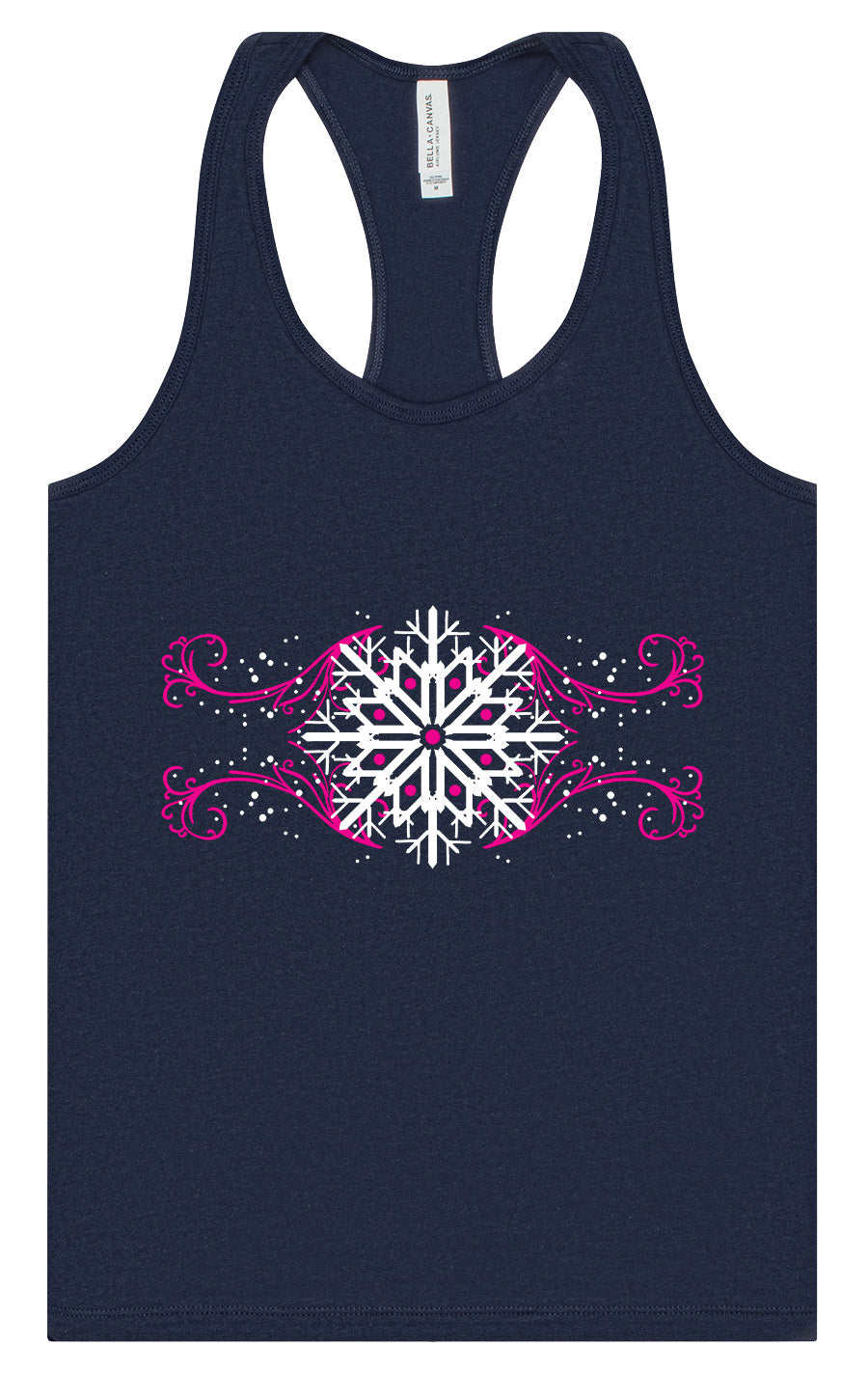 Pink Snowflake Swirls Women's Racerback Tank