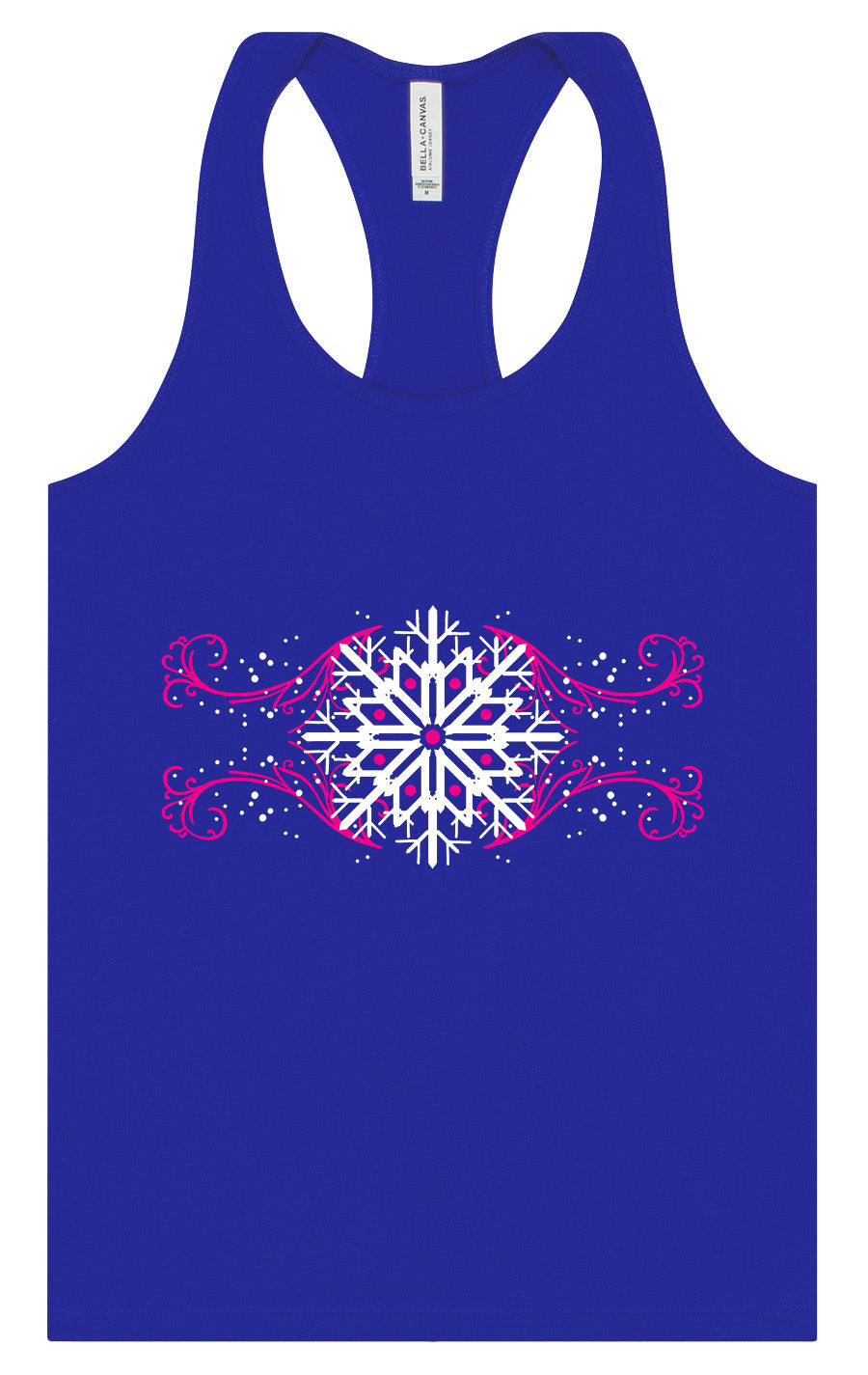 Pink Snowflake Swirls Women's Racerback Tank