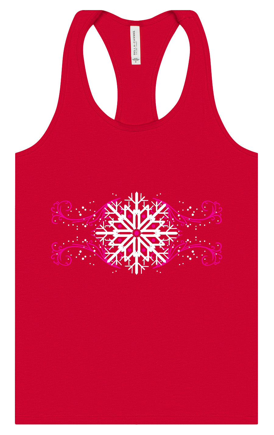 Pink Snowflake Swirls Women's Racerback Tank