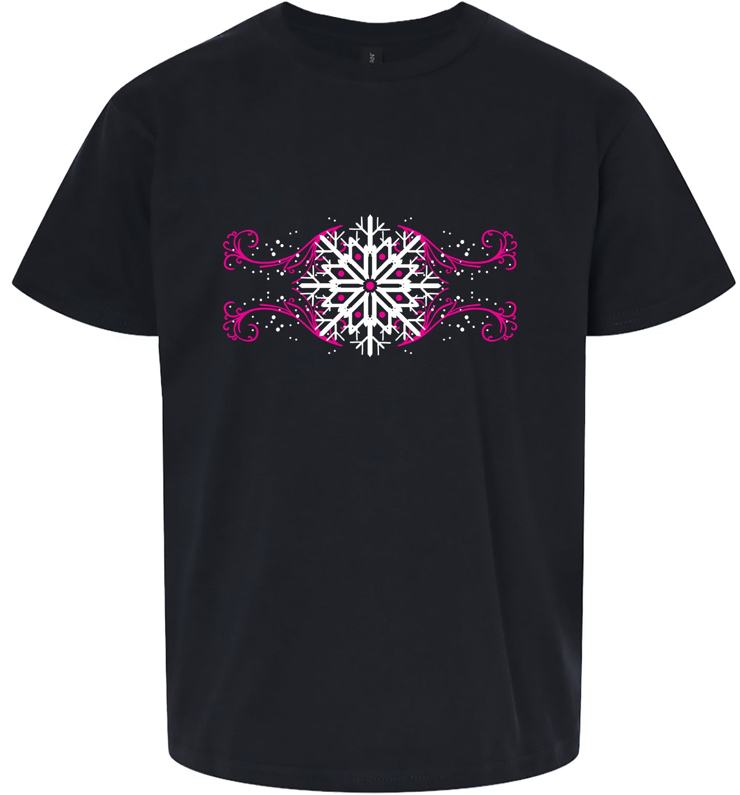 Pink Snowflake Swirls Children's Gildan Soft Shirt