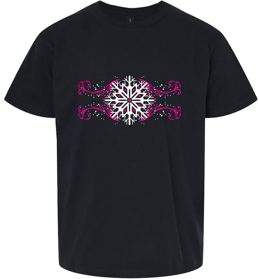 Pink Snowflake Swirls Children's Gildan Soft Shirt