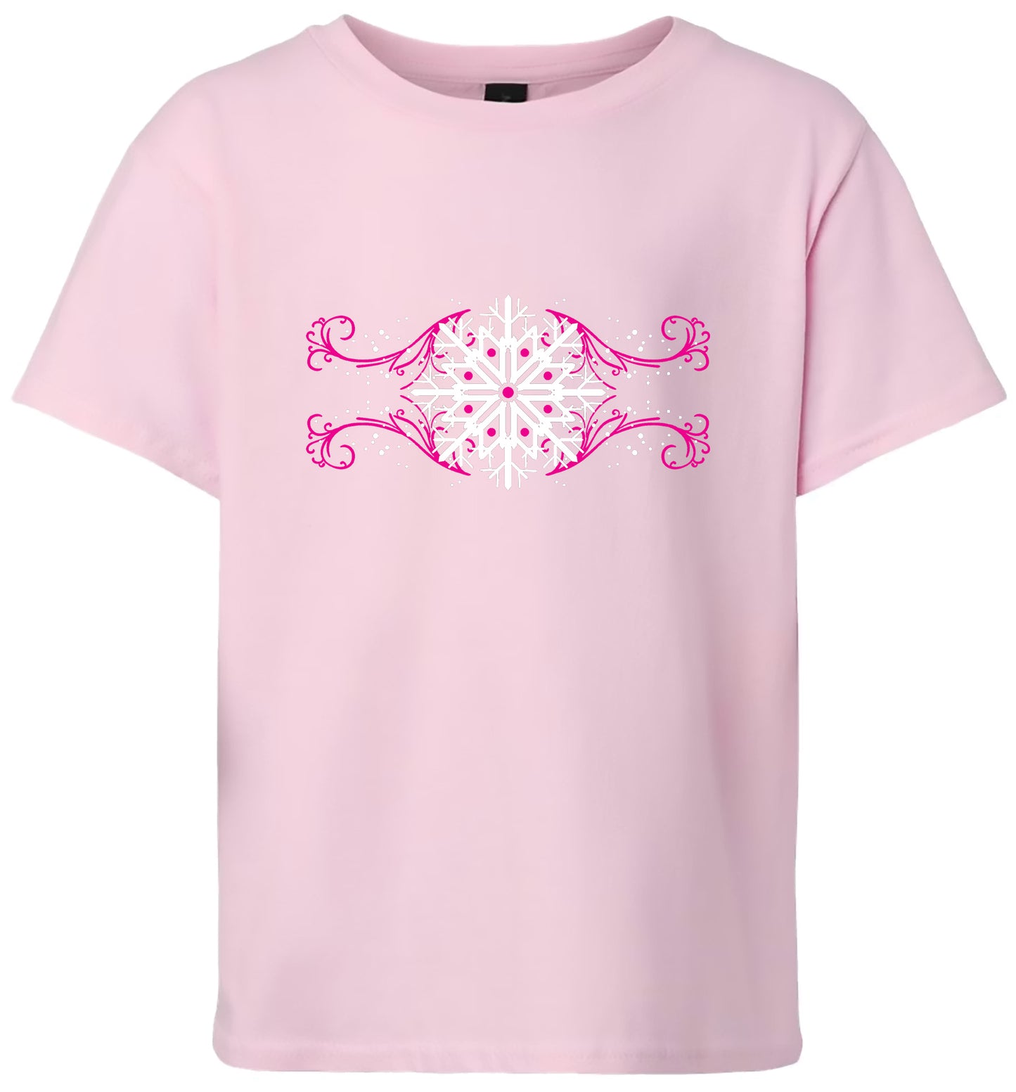 Pink Snowflake Swirls Children's Gildan Soft Shirt