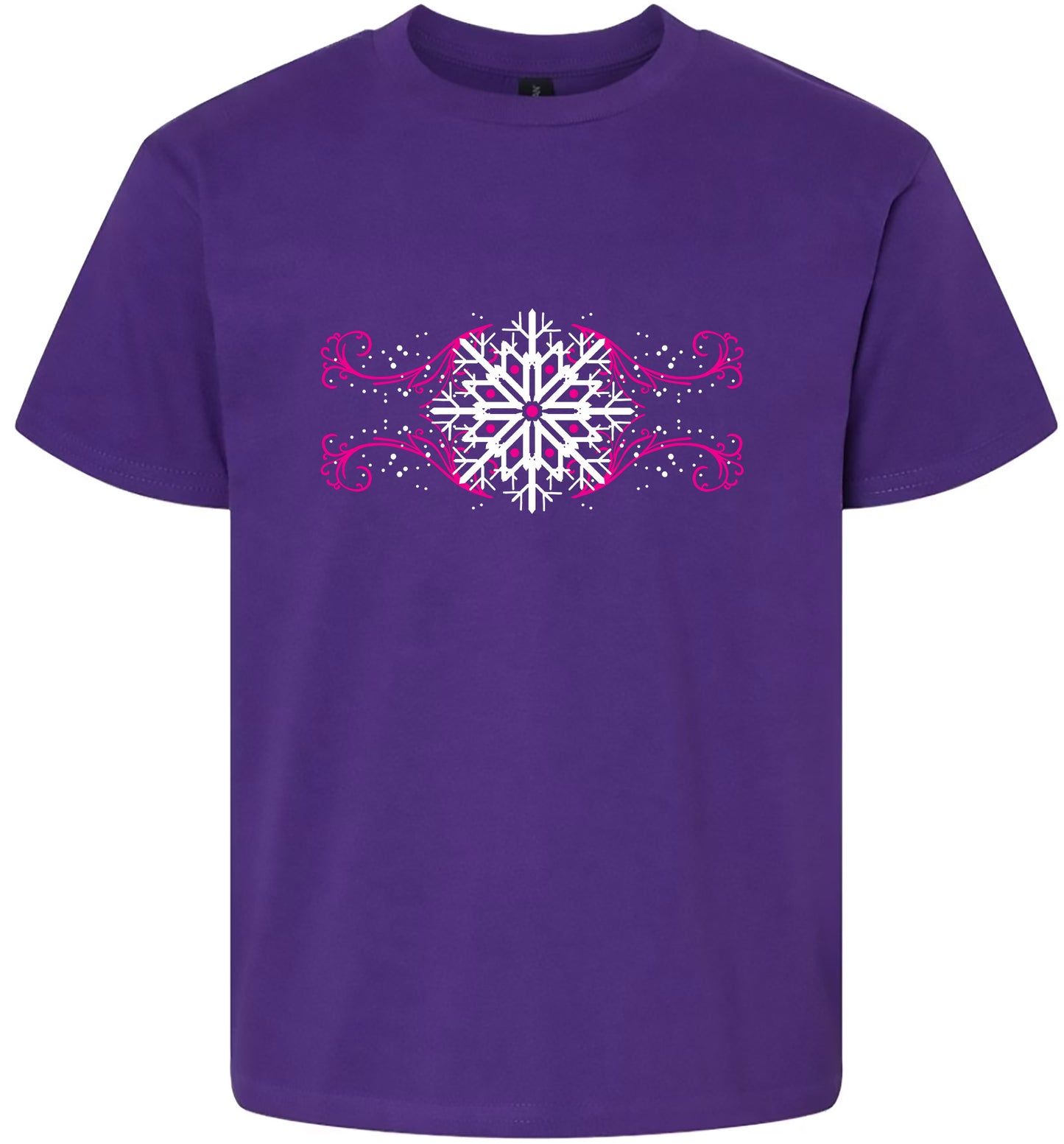 Pink Snowflake Swirls Children's Gildan Soft Shirt
