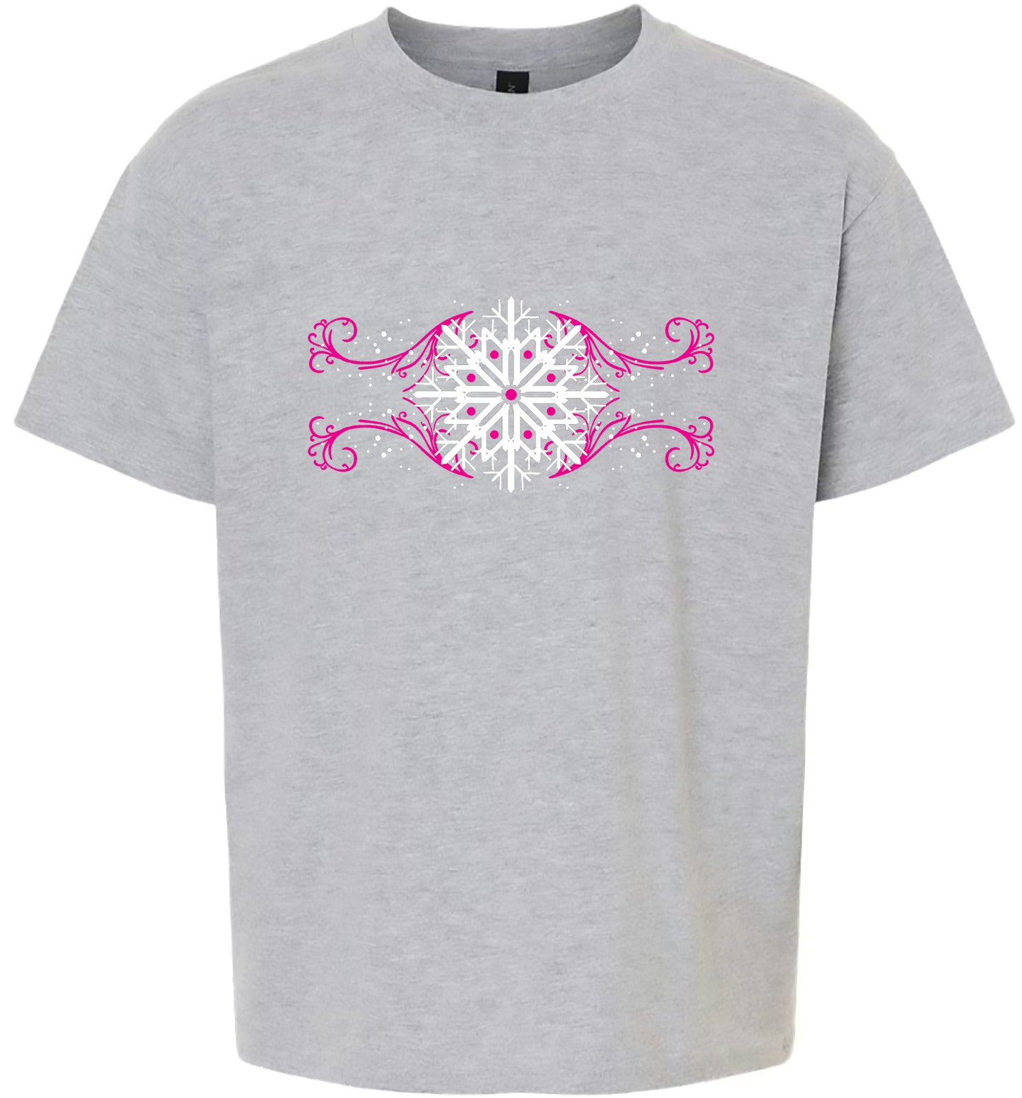 Pink Snowflake Swirls Children's Gildan Soft Shirt