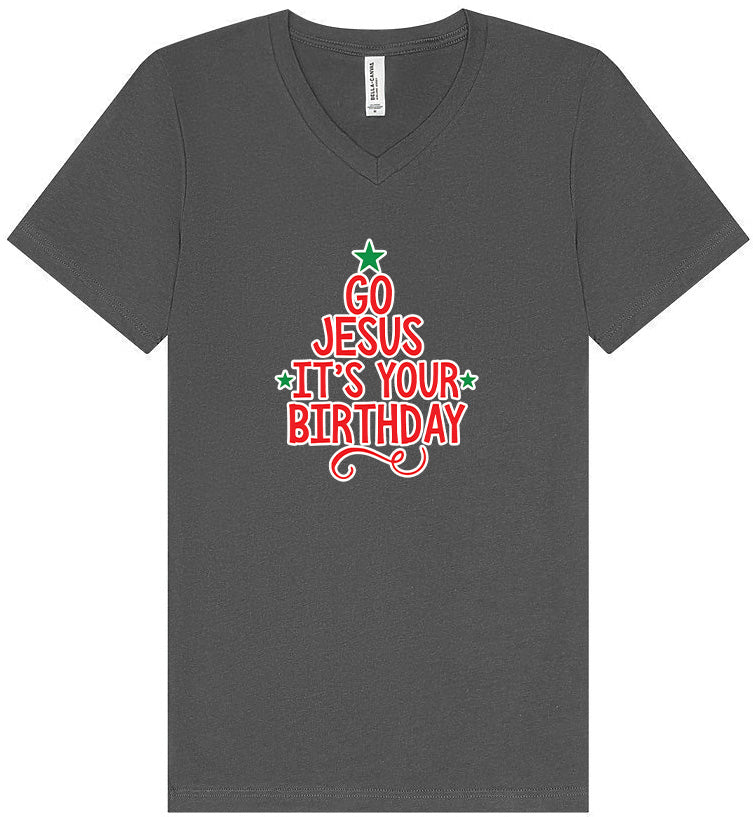 Go Jesus, It's Your Birthday Unisex V-Neck Shirt