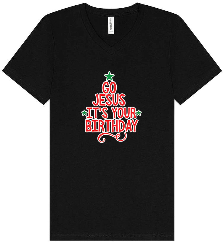 Go Jesus, It's Your Birthday Unisex V-Neck Shirt