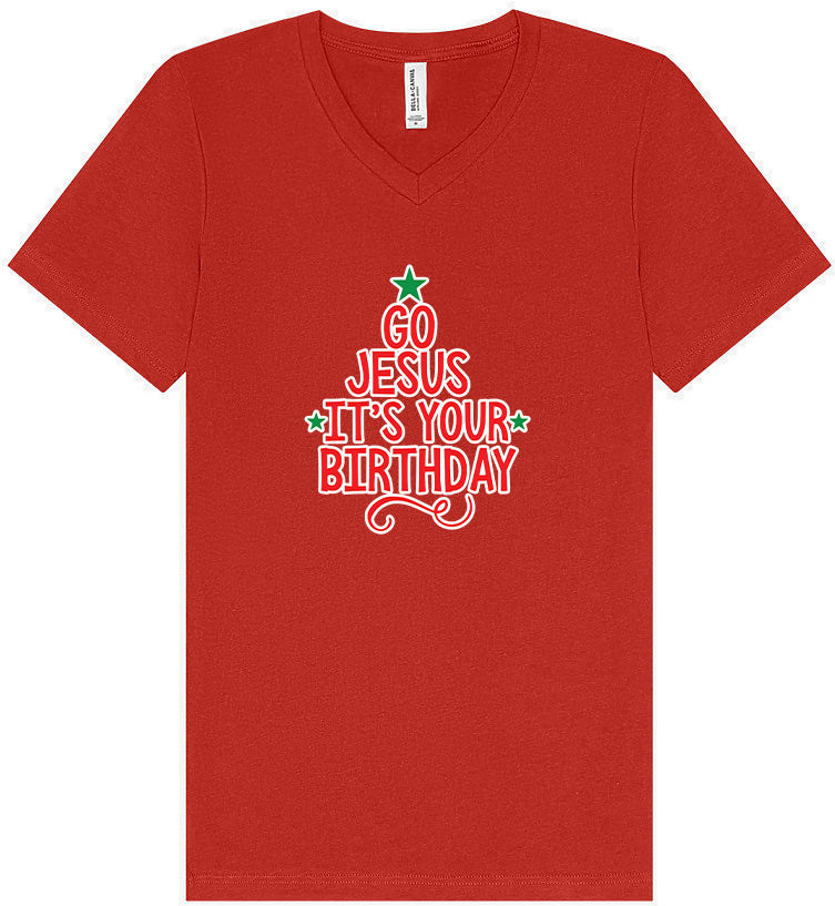 Go Jesus, It's Your Birthday Unisex V-Neck Shirt