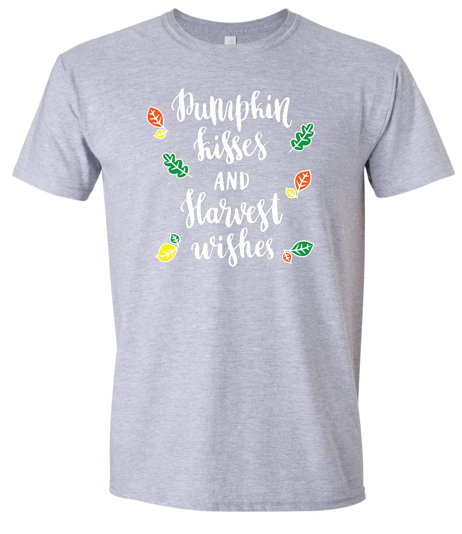 Pumpkin Kisses & Harvest Wishes Adult Gildan Soft Shirt