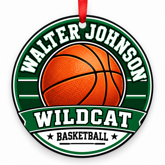 Walter Johnson High Wildcat Basketball Christmas Ornament
