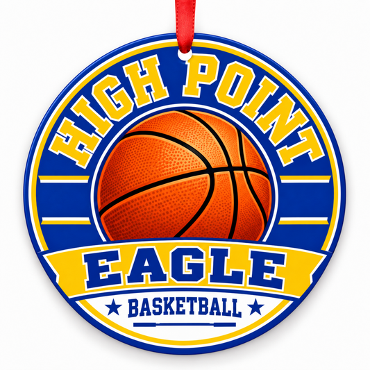 High Point High Eagle basketball ornament in Royal blue; Gold, Beltsville, Maryland