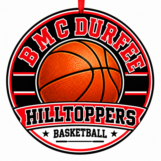 B M C Durfee High School Hilltoppers basketball Christmas ornament