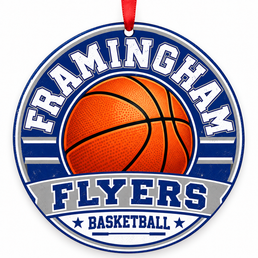 Framingham High School Flyers basketball Christmas ornament