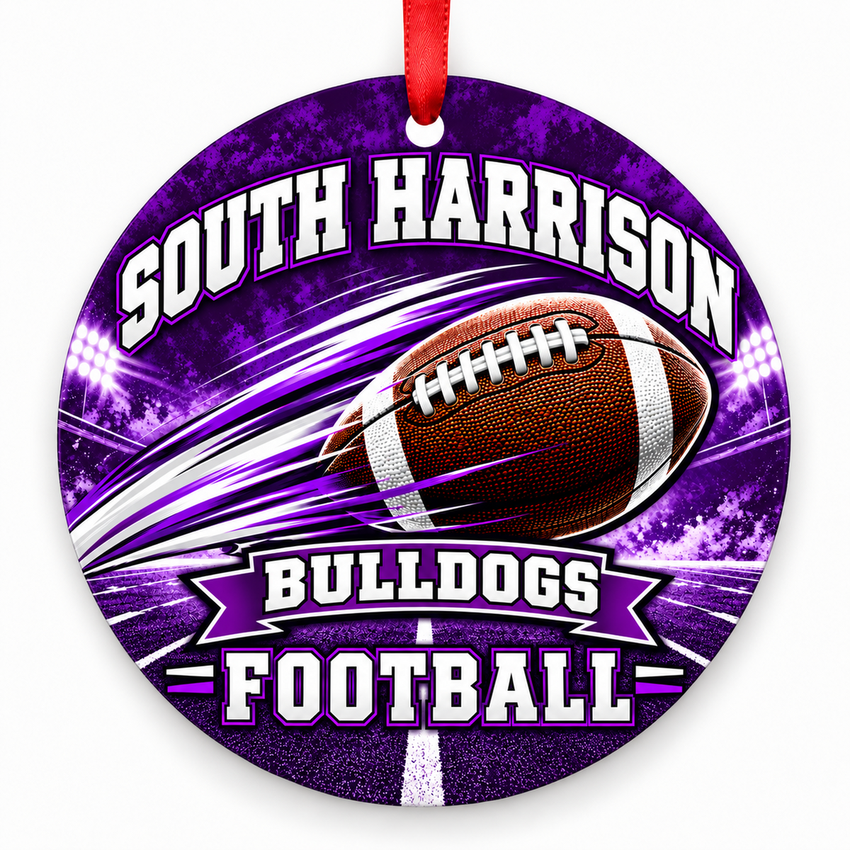 South Harrison High School Bulldogs – Football in Motion 3-inch football ornament, BETHANY, Missouri