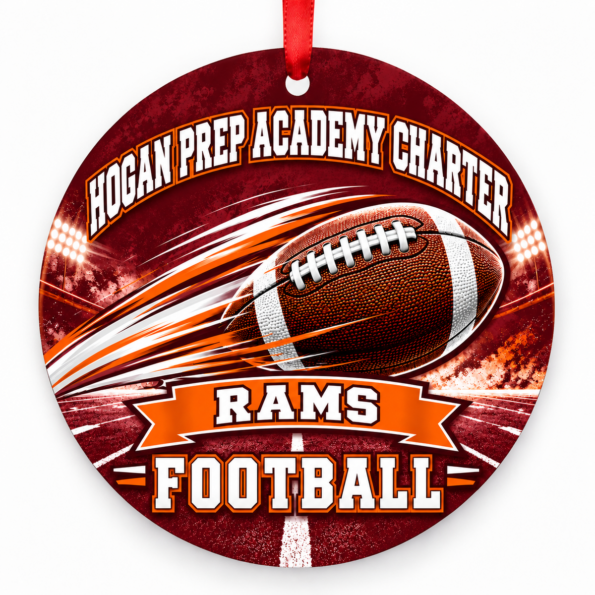 Hogan Prep Academy Charter High School Rams – Football in Motion 3-inch football ornament, KANSAS CITY, Missouri